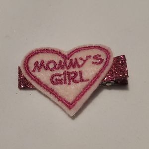 NEW SPARKLY PINK "MOMMY'S GIRL" FELT HAIR CLIPPY